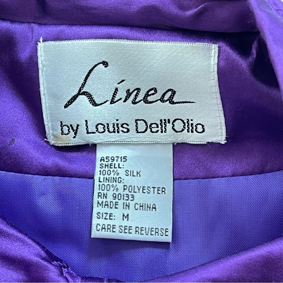 Vintage 90s Linea Dell’Olio 100% PURE SILK Quilted Mandarin Collar Puffer Jacket - Picture 15 of 15